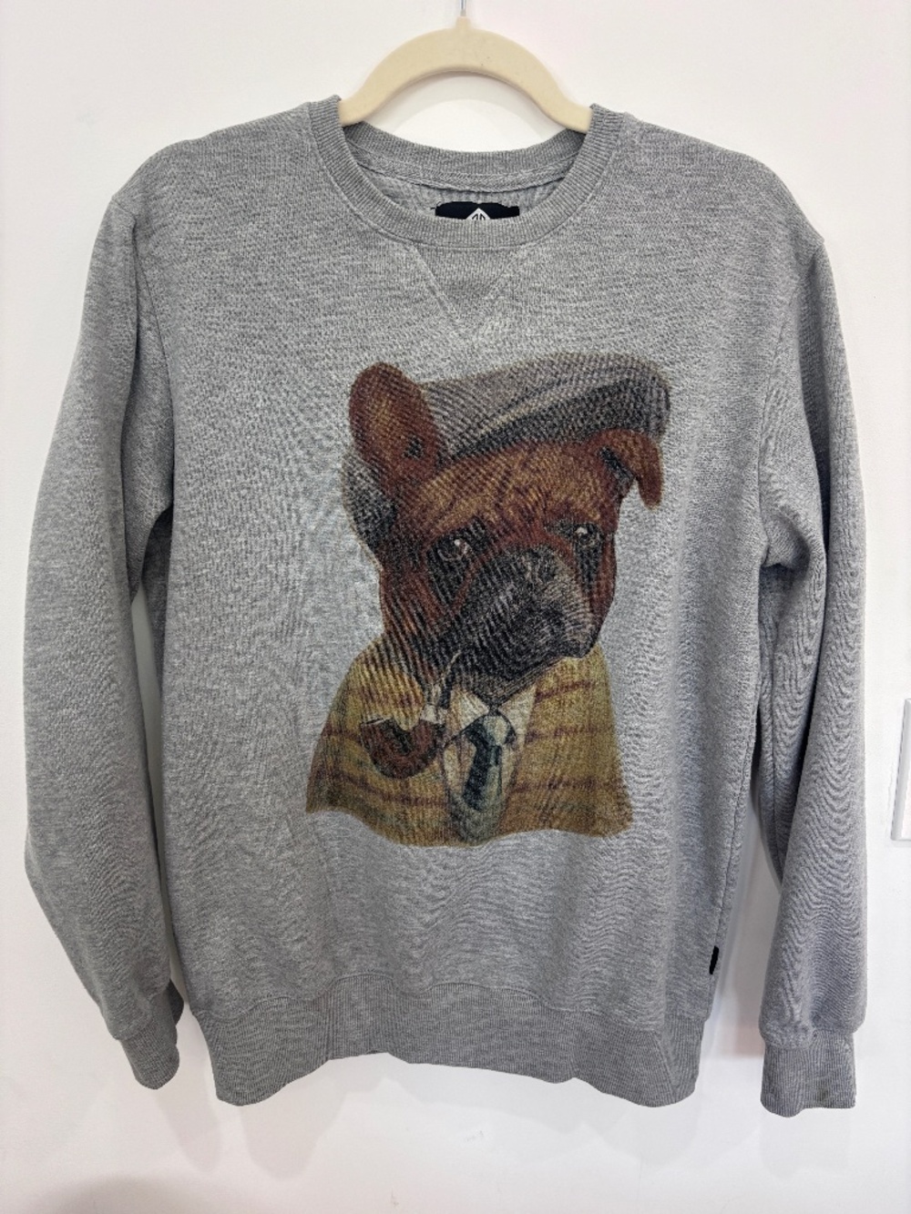 Cotton On Bulldog Graphic Sweatshirt Medium Gray Crewneck Preppy Dog Pullover